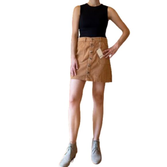 Kensie Deep Camel High-Rise Skirt - Picture 1 of 3